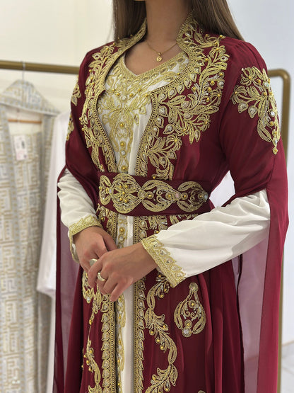 Bordo Kaftan sa Zlatnim Vezom