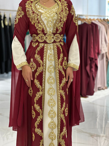 Bordo Kaftan sa Zlatnim Vezom